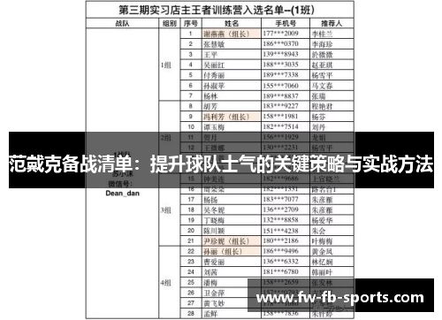 范戴克备战清单：提升球队士气的关键策略与实战方法